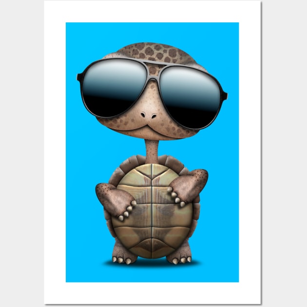 Cool Baby Turtle Wearing Sunglasses Wall Art by jeffbartels